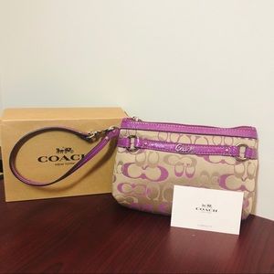 Coach wristlet purple and fabric